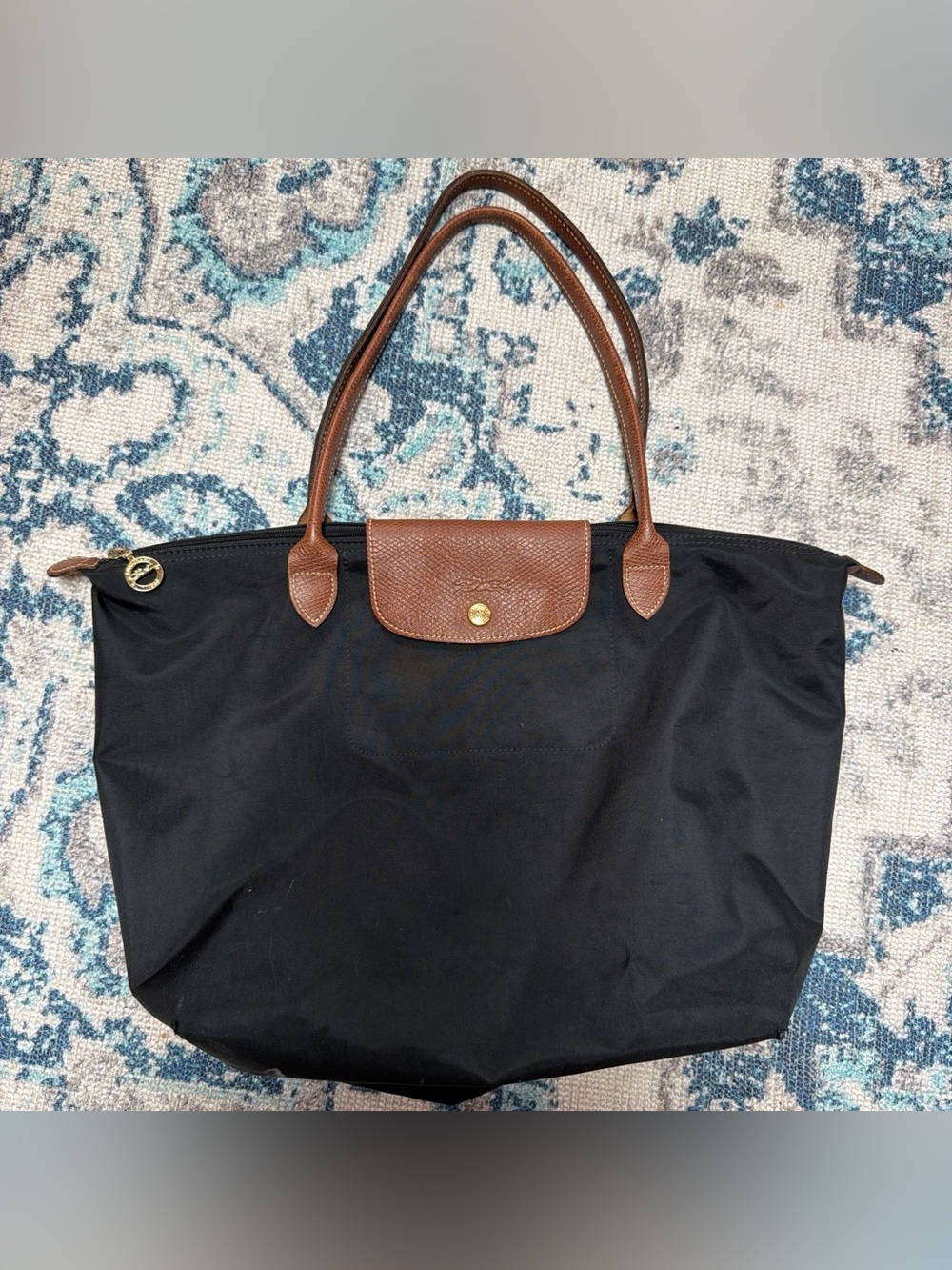 Longchamp Black/Leather Tote